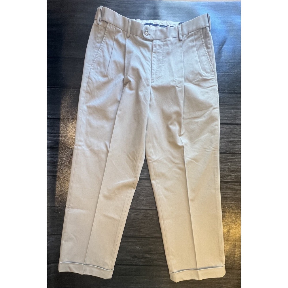 Saddlebred Pants Mens 36X30 Beige Khaki Pleated NWT